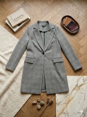 Adrianna Papell Gray Glen Plaid Trench Coat